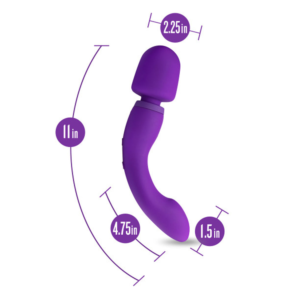 WELLNESS DUAL SENSE RECHARGEABLE SILICONE DUAL ENDED G-SPOT & WAND VIBRATOR PURPLE