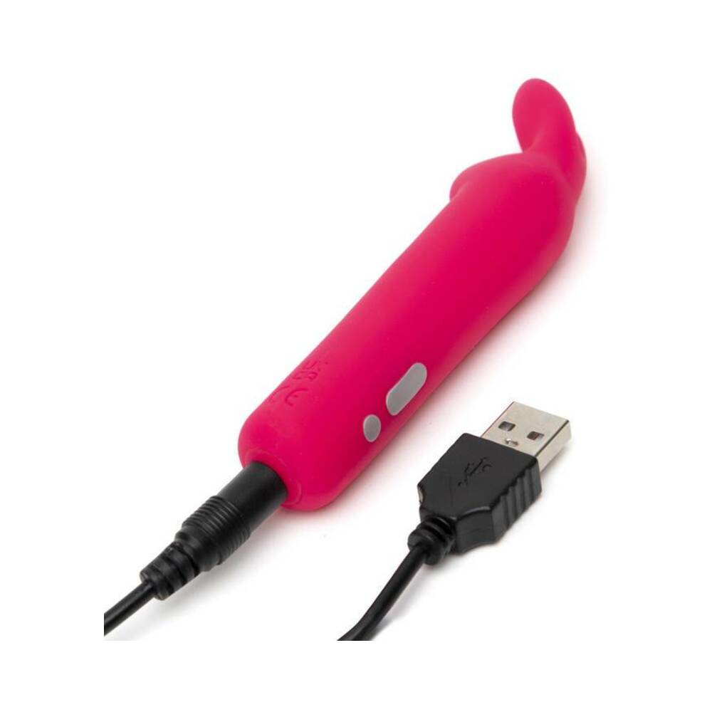 HAPPY RABBIT RECHARGEABLE SILICONE BULLET VIBRATOR WITH EARS PINK