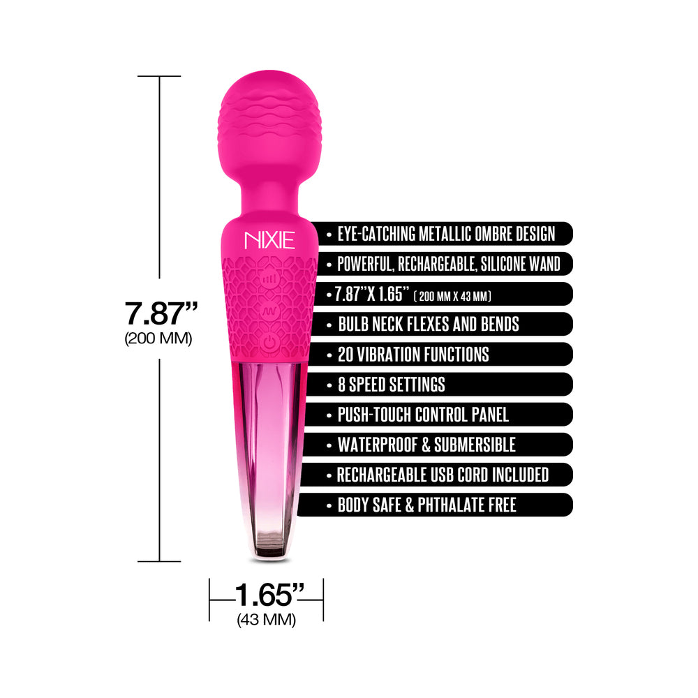 NIXIE RECHARGEABLE WAND MASSAGER PINK OMBRE METALLIC