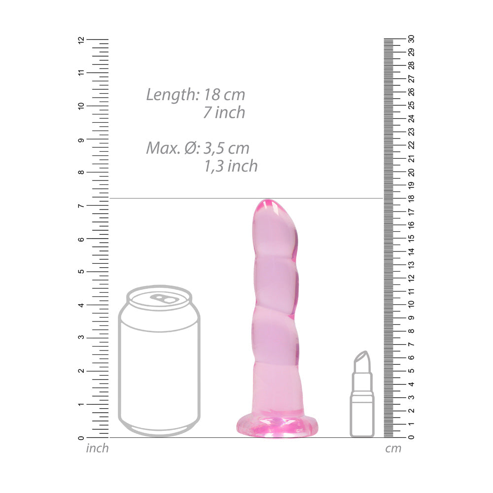 SHOTS - REALROCK CRYSTAL CLEAR NON-REALISTIC 7 IN. TWISTED DILDO WITH SUCTION CUP PINK