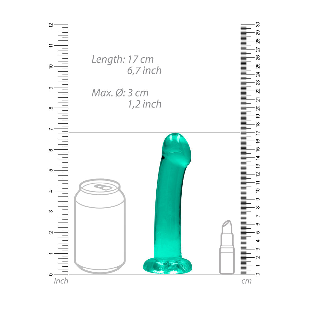 SHOTS - REALROCK CRYSTAL CLEAR NON-REALISTIC 7 IN. DILDO WITH SUCTION CUP TURQUOISE