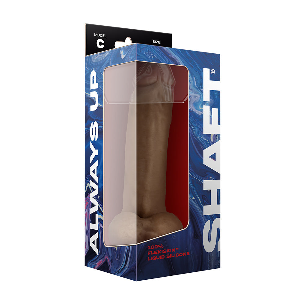 SHAFT MODEL C: 9.5 IN. DUAL DENSITY SILICONE DILDO WITH BALLS OAK