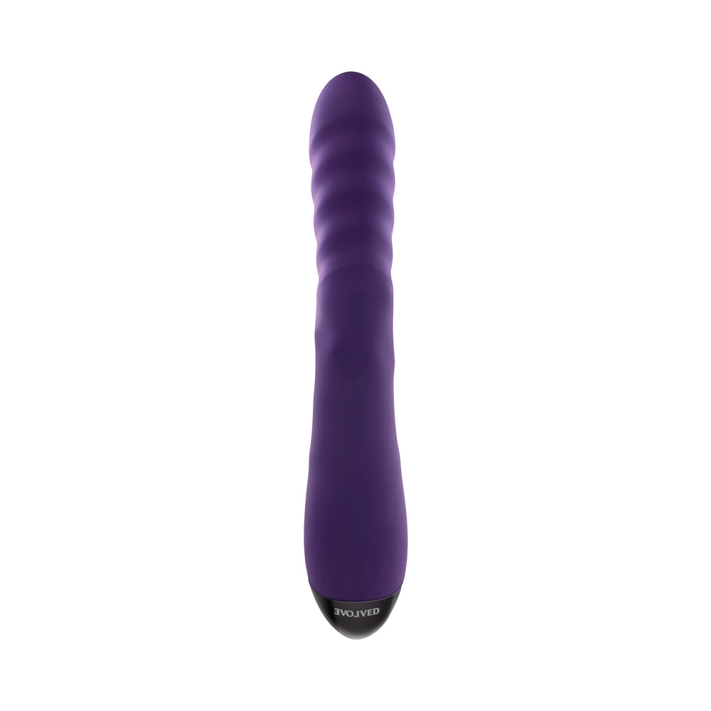 EVOLVED RASCALLY RABBIT RECHARGEABLE THRUSTING SWIRLING SILICONE VIBRATOR PURPLE