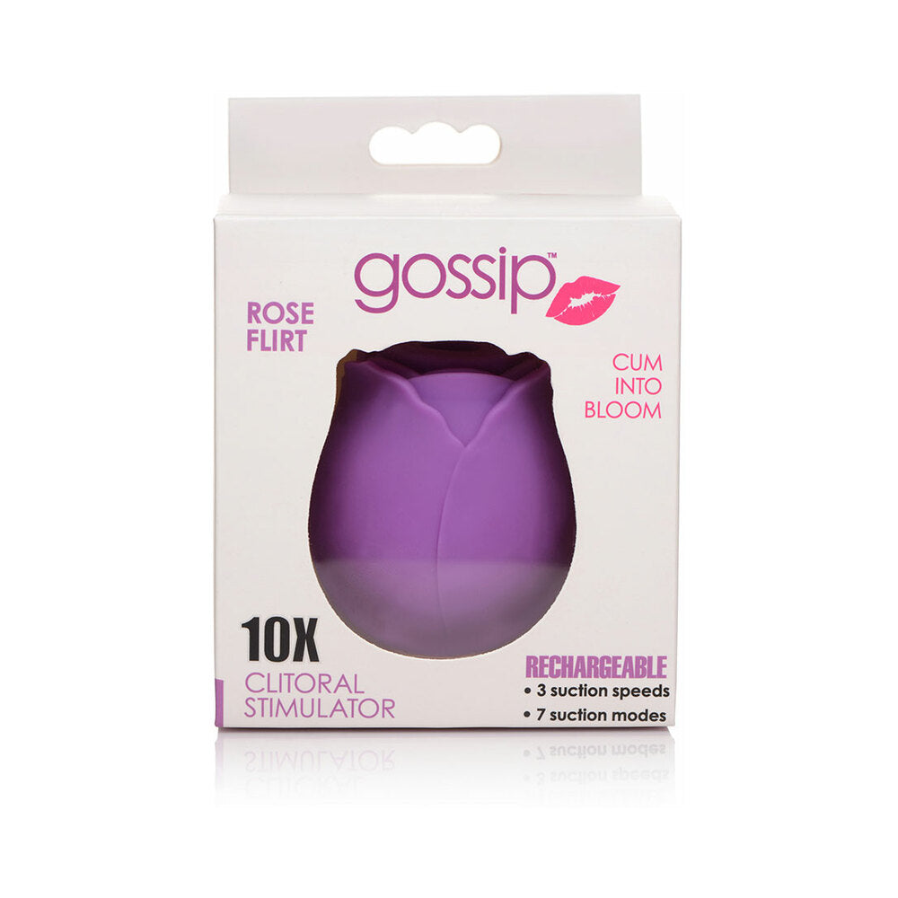 CURVE NOVELTIES - CURVE TOYS GOSSIP CUM INTO BLOOM RECHARGEABLE SILICONE CLITORAL STIMULATOR ROSE FLIRT VIOLET