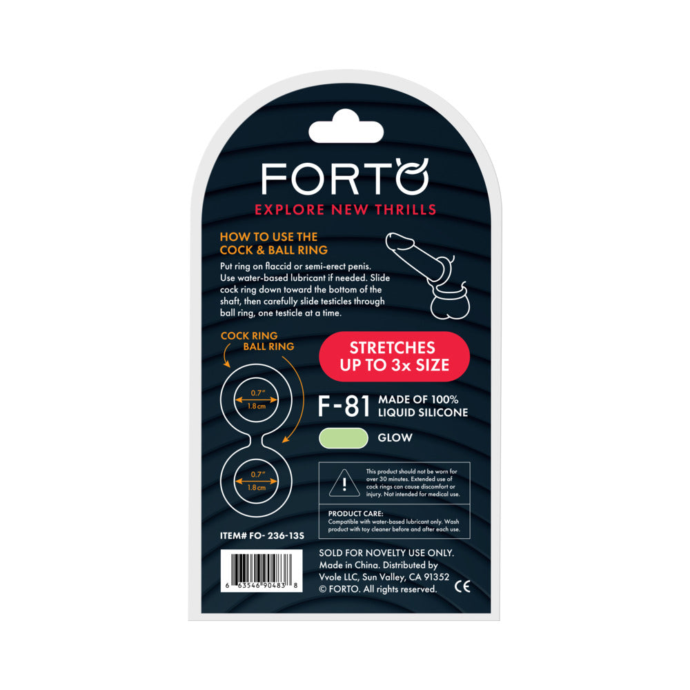 FORTO - F-81 LIQUID SILICONE COCK & BALL DOUBLE RING SMALL GLOW