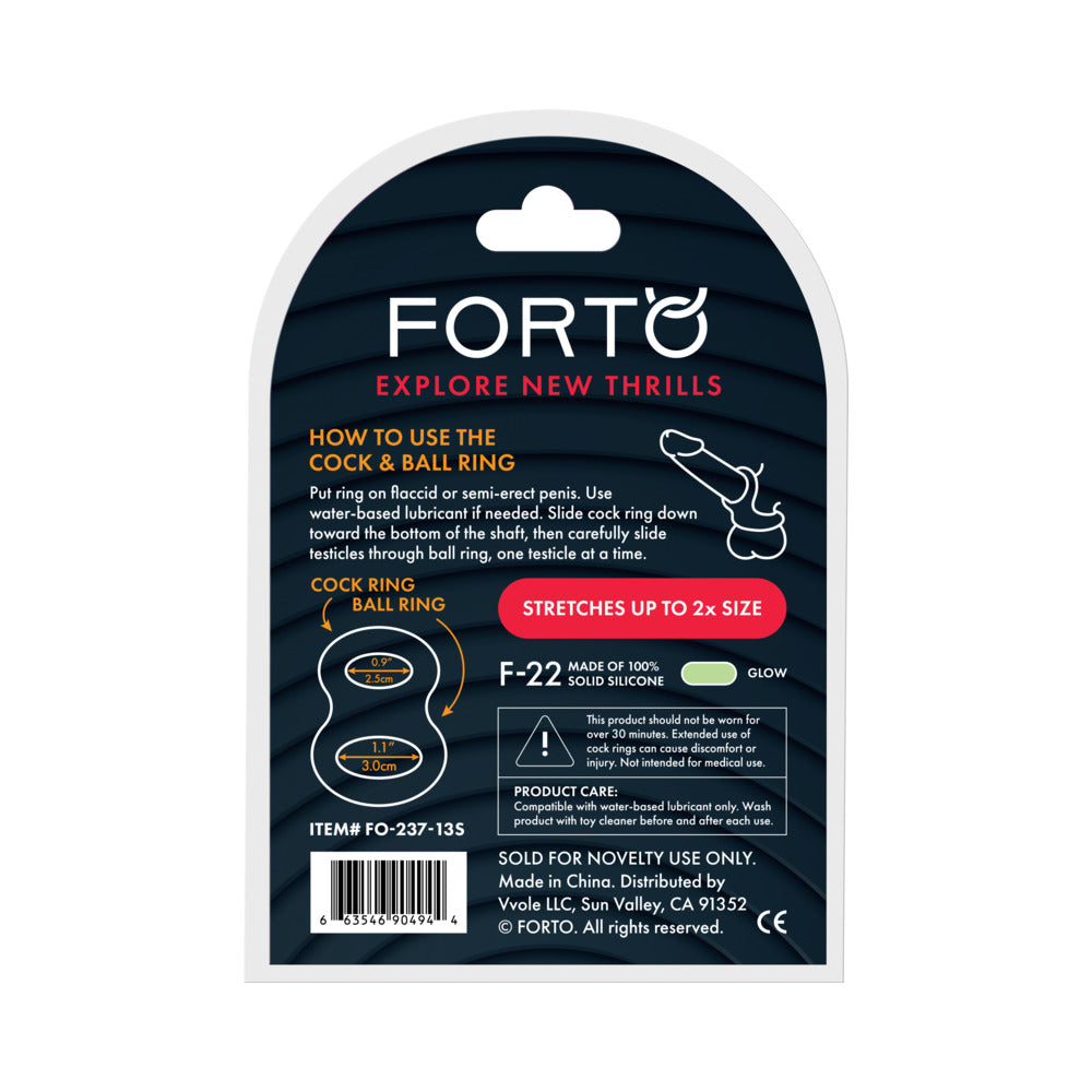 FORTO - F-22 LIQUID SILICONE COCK & BALL D-RING SMALL GLOW