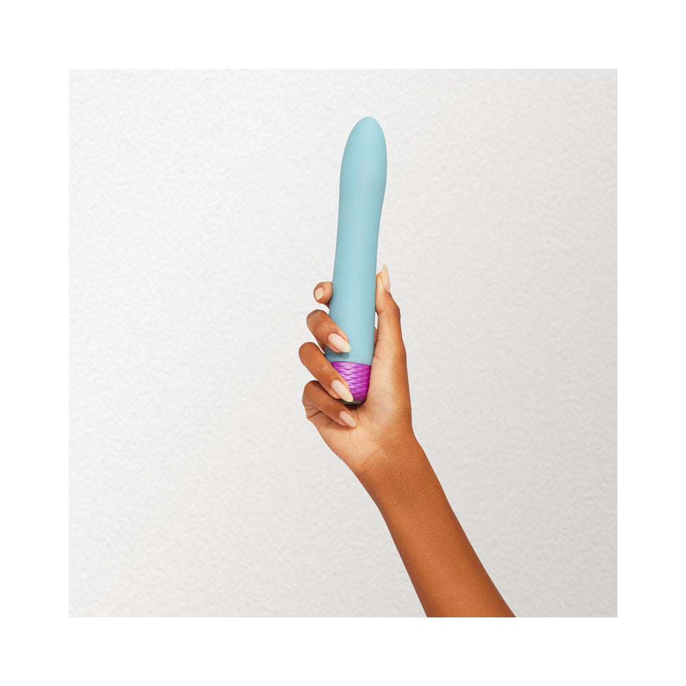 FEMMEFUNN DENSA BULLET RECHARGEABLE DUAL DENSITY SILICONE SLIMLINE VIBRATOR LIGHT BLUE
