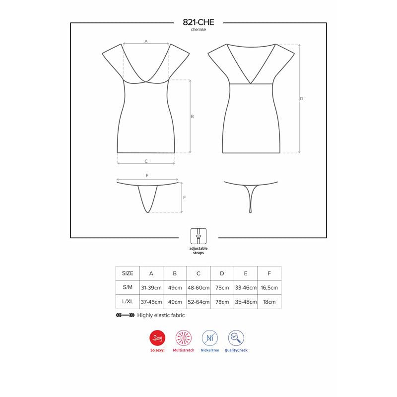 OBSESSIVE - 821-CHE-1 CHEMISE AND THONG
