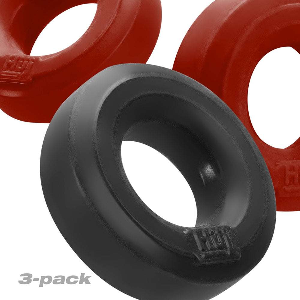 OXBALLS - HUNKYJUNK HUJ3 ANILLO PARA PENE, PAQUETE DE 3, CEREZA/HIELO TAR