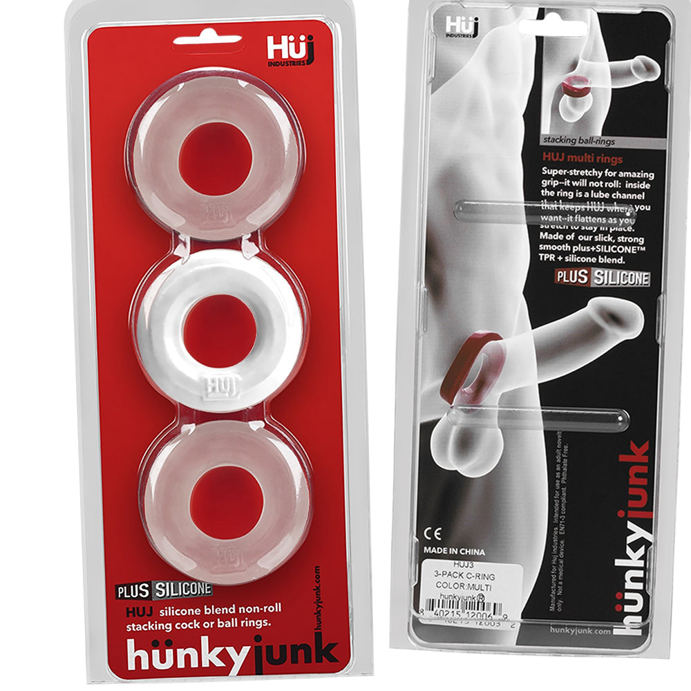 OXBALLS - HUNKYJUNK HUJ3 C-RING PAQUETE DE 3 ANILLOS EN C WHITE ICE