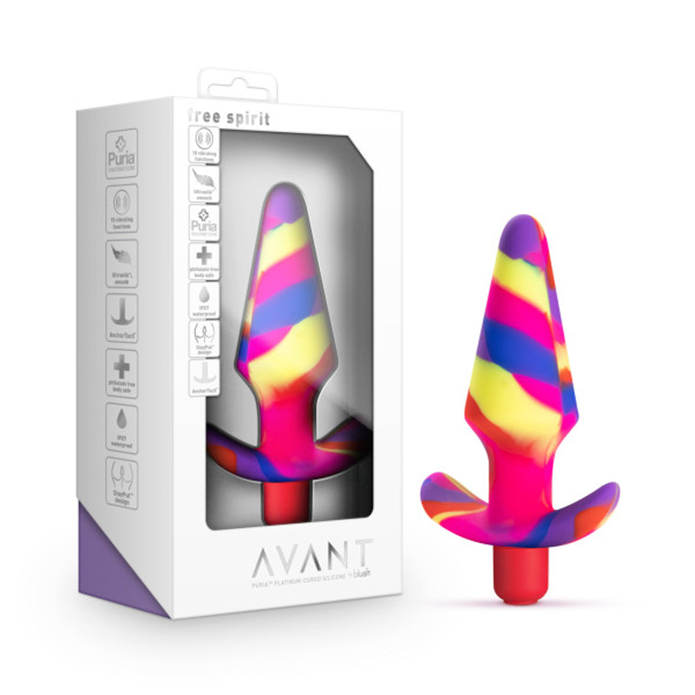 BLUSH - AVANT FREE SPIRIT SILICONE VIBRATING ANAL PLUG SCARLET