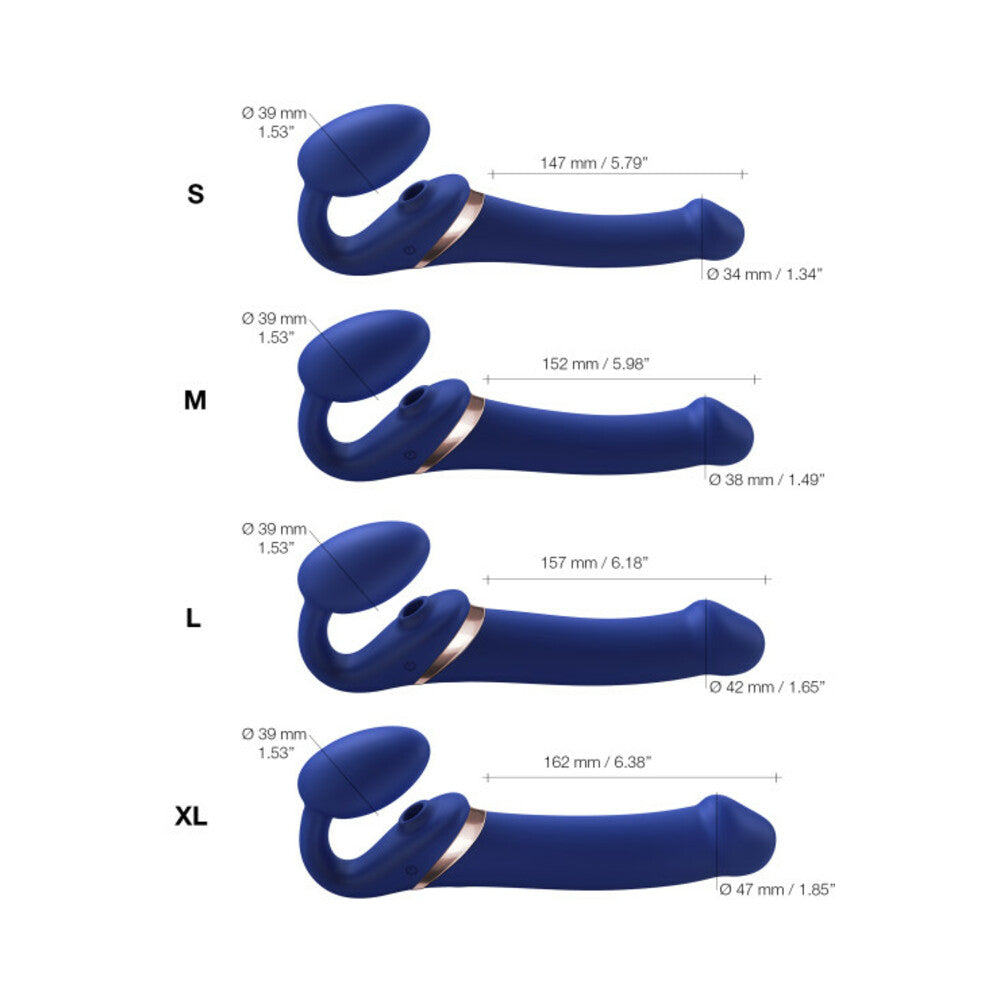 LOVELY PLANET - STRAP-ON-ME MULTI ORGASM BENDABLE STRAPLESS STRAP-ON NIGHT BLUE LARGE