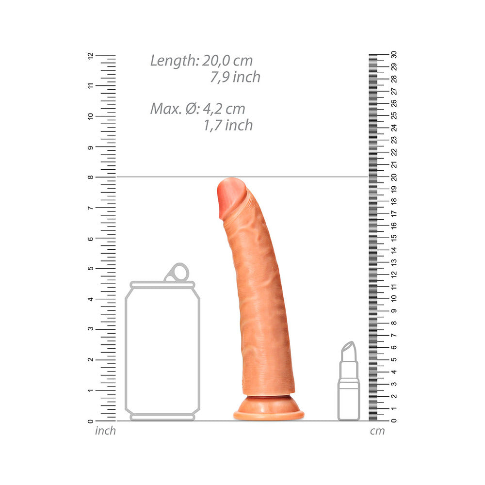 REALROCK REALISTIC 7 IN. SLIM DILDO WITH SUCTION CUP TAN