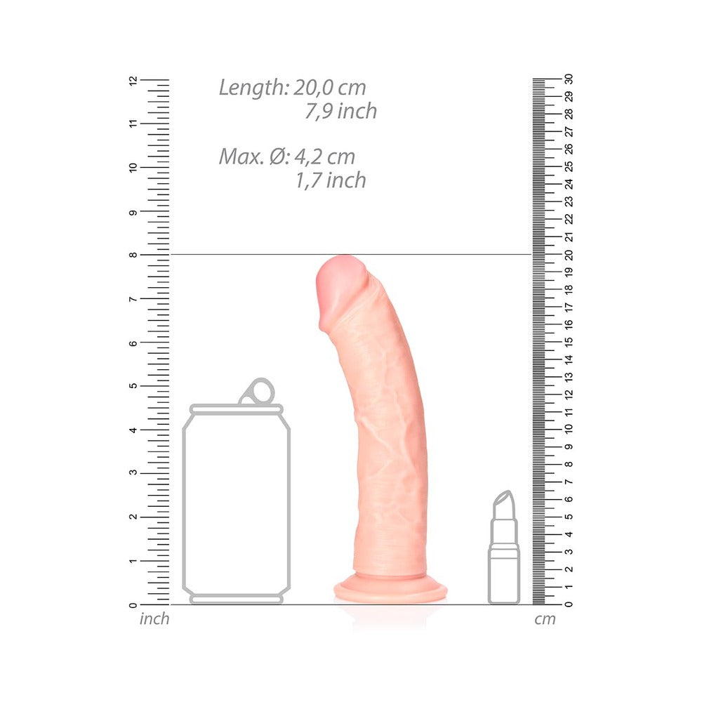 REALROCK REALISTIC 7 IN. CURVED DILDO WITH SUCTION CUP BEIGE