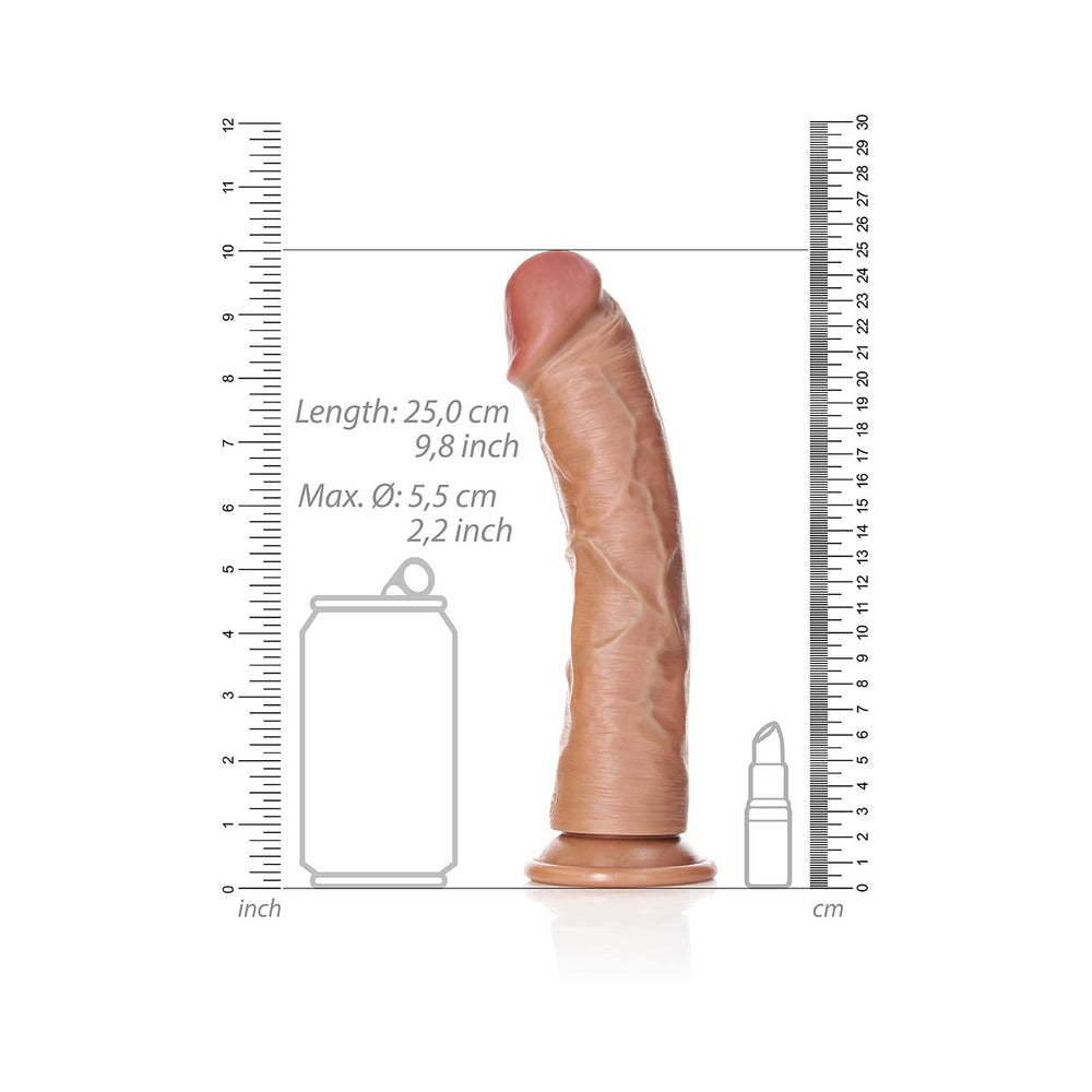 SHOTS - REALROCK REALISTIC 9 IN. CURVED DILDO WITH SUCTION CUP TAN