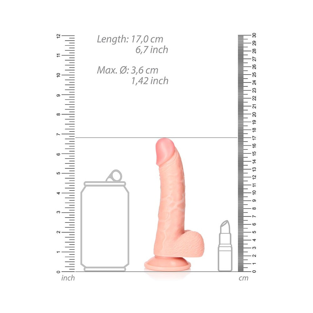 SHOTS - REALROCK REALISTIC 6 IN. CURVED DILDO WITH BALLS AND SUCTION CUP FLESH