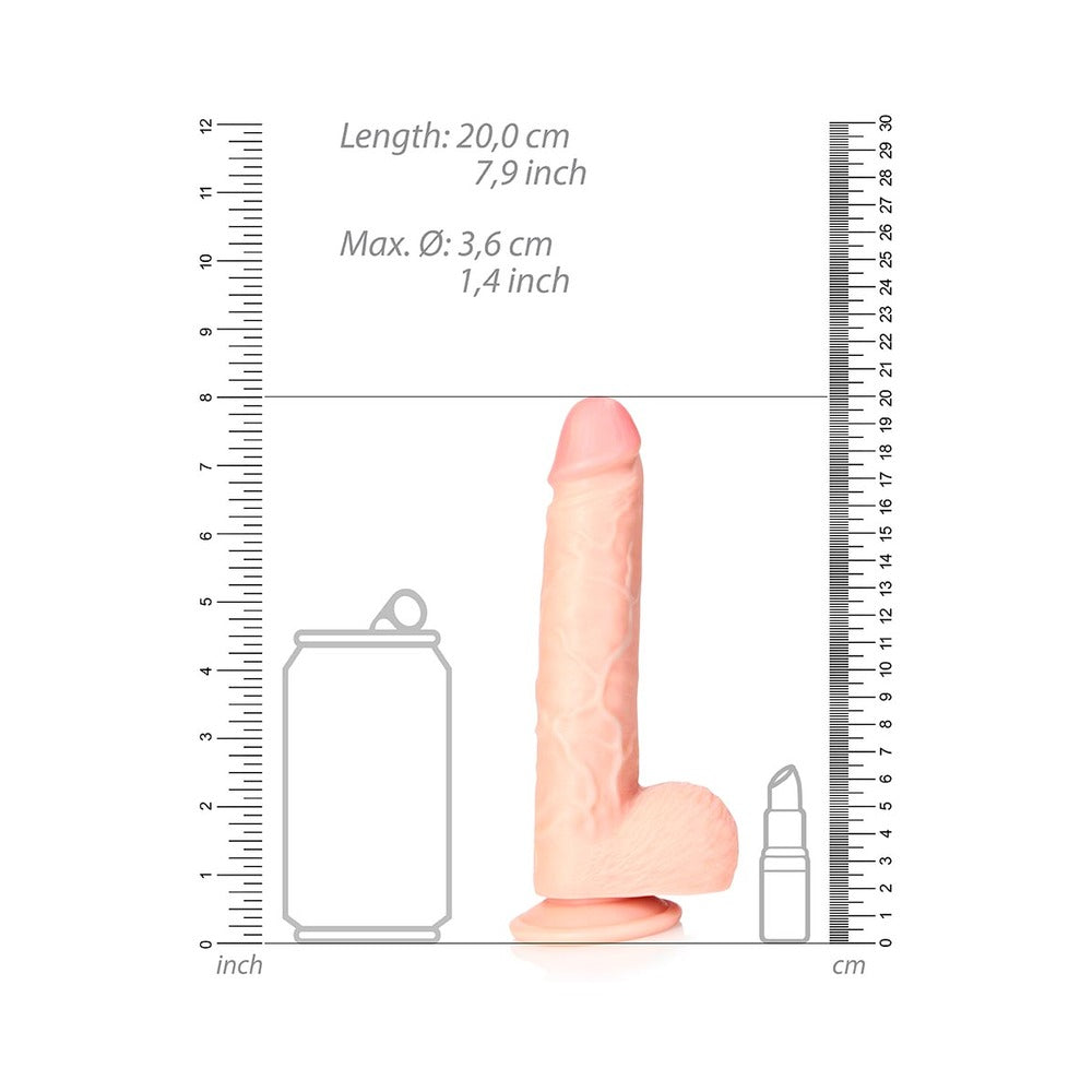 SHOTS - REALROCK REALISTIC 7 IN. STRAIGHT DILDO WITH BALLS AND SUCTION CUP BEIGE