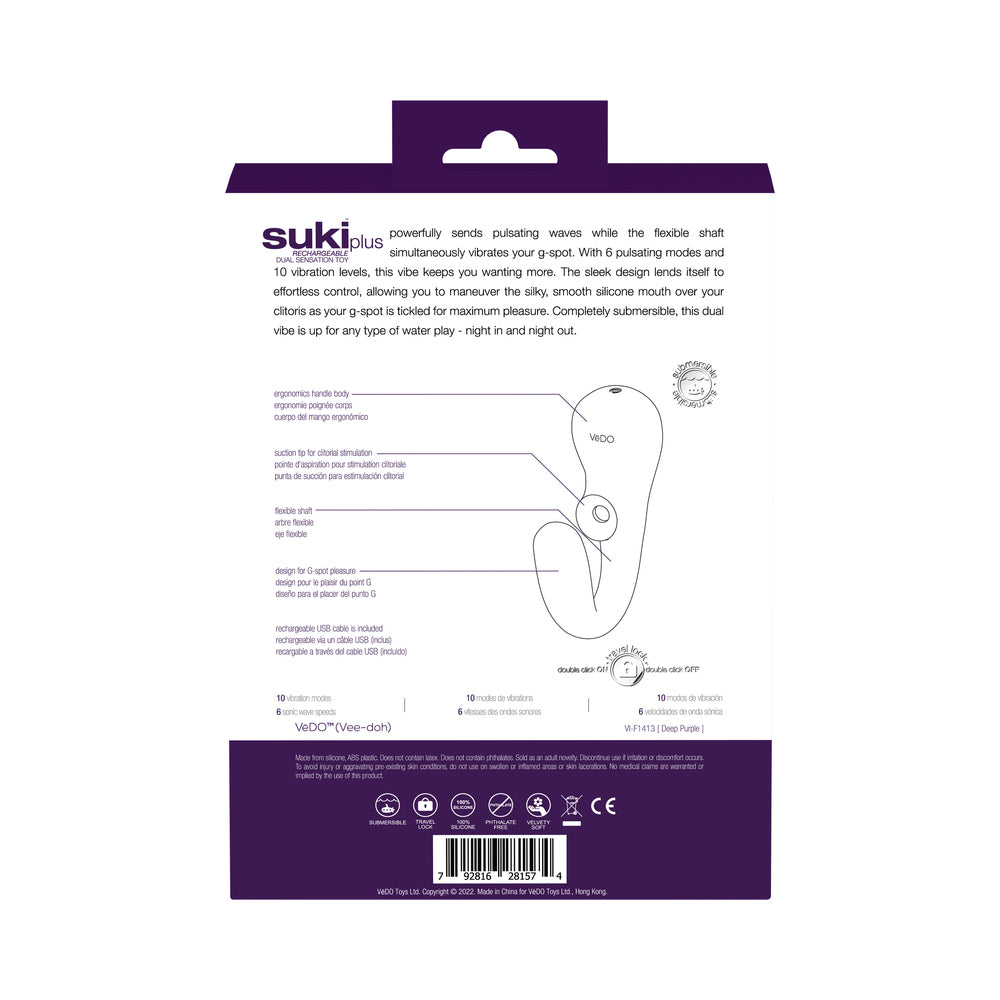 VEDO - SUKI PLUS RECHARGEABLE DUAL SONIC VIBE DEEP PURPLE