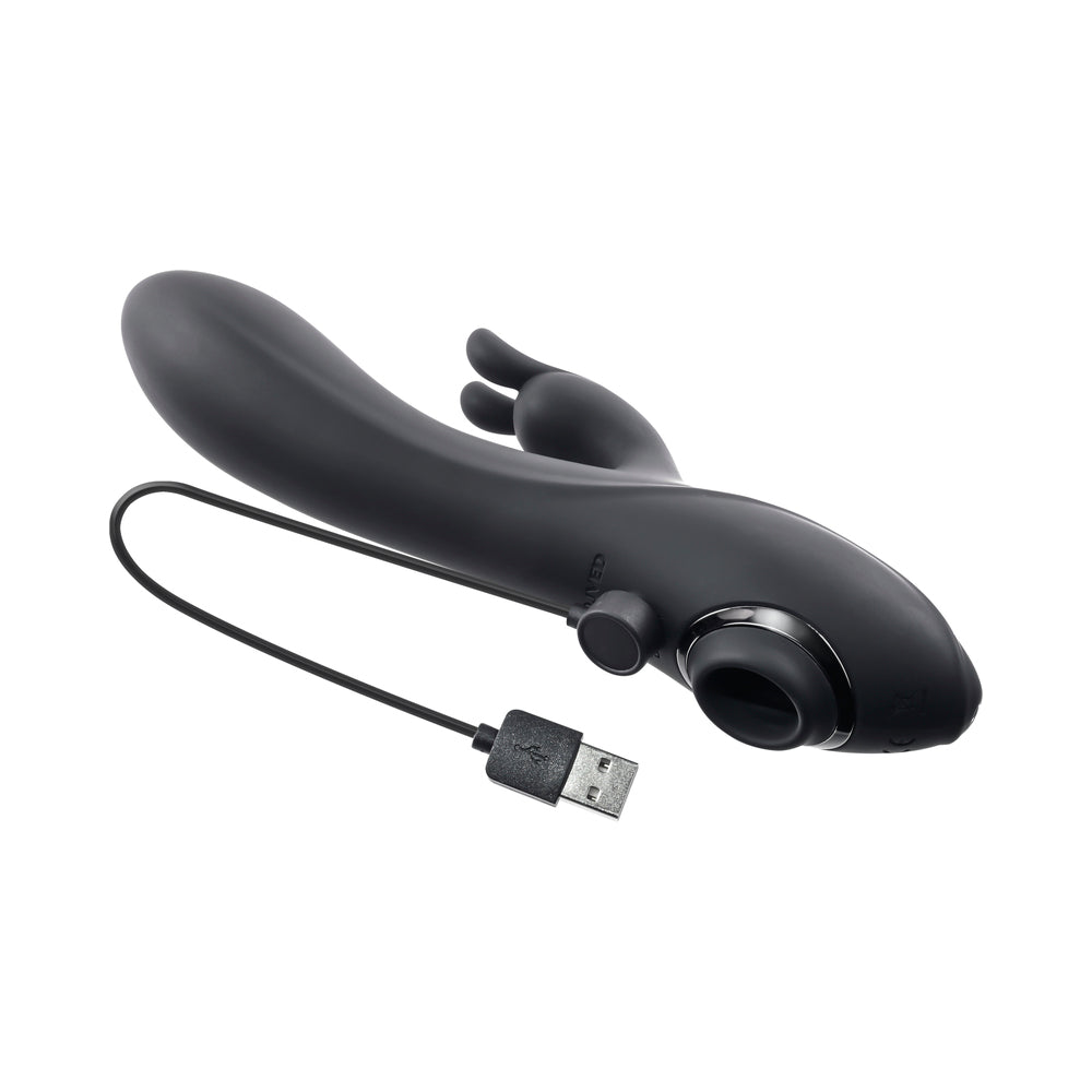 EVOLVED RABBIT HOLE 3-IN-1 RECHARGEABLE TRIPLE STIMULATION SILICONE SUCTION VIBRATOR BLACK