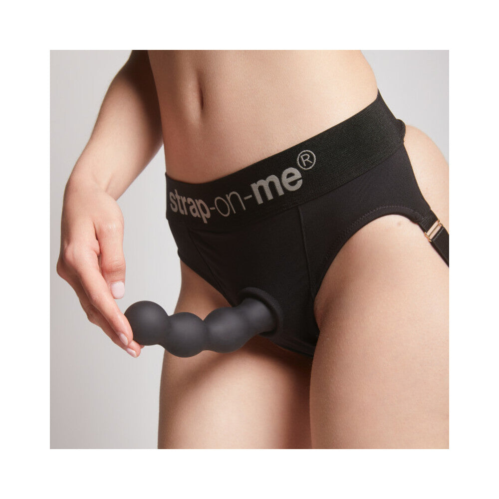 LOVELY PLANET - STRAP-ON-ME HYBRID COLLECTION SILICONE DILDO PLUG BALLS BLACK LARGE