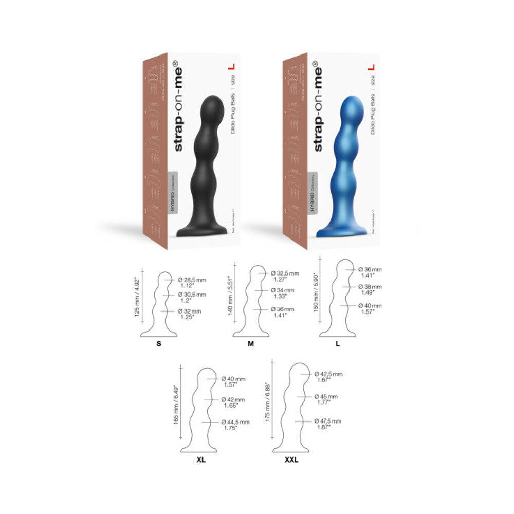 LOVELY PLANET - STRAP-ON-ME HYBRID COLLECTION SILICONE DILDO PLUG BALLS METALLIC BLUE X-LARGE