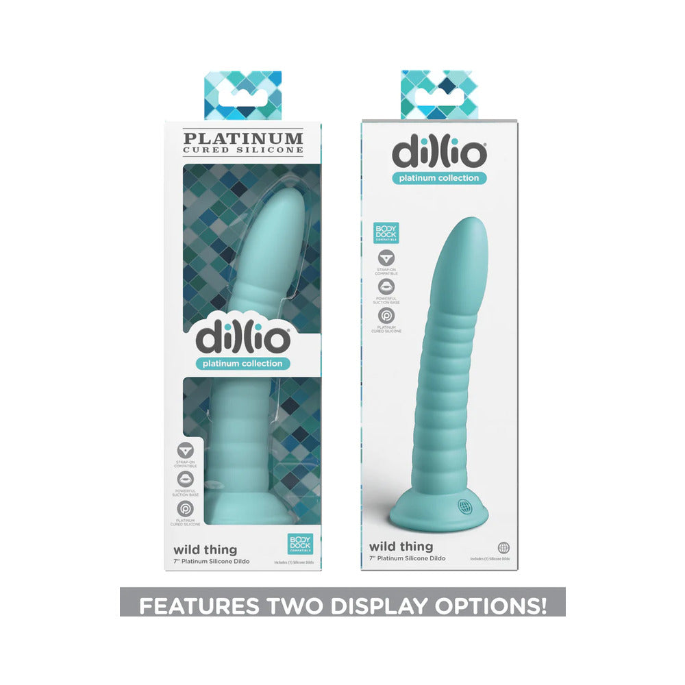 PIPEDREAM - COLECCIÓN DILLIO PLATINUM WILD THING, DILDO DE SILICONA DE 7 PULGADAS, COLOR VERDE AZULADO