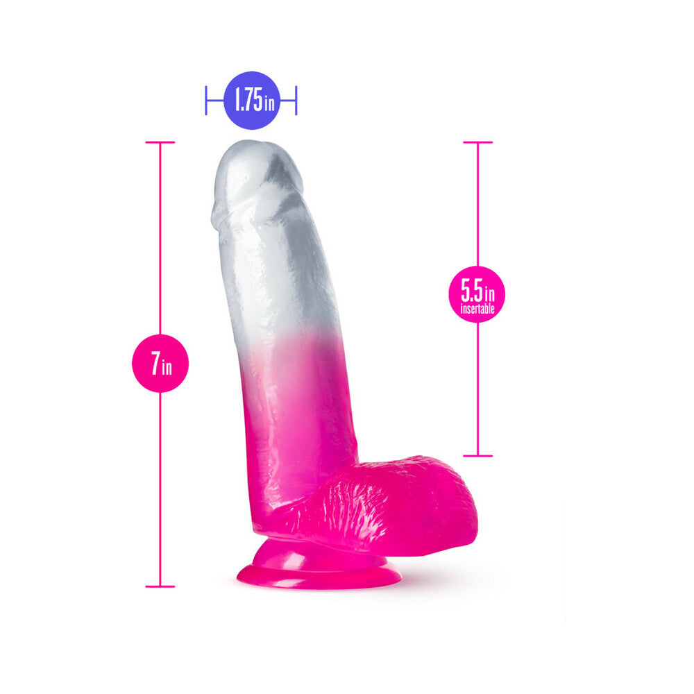 B YOURS SUGAR MAGNOLIA 7 IN. DILDO WITH BALLS FUCHSIA