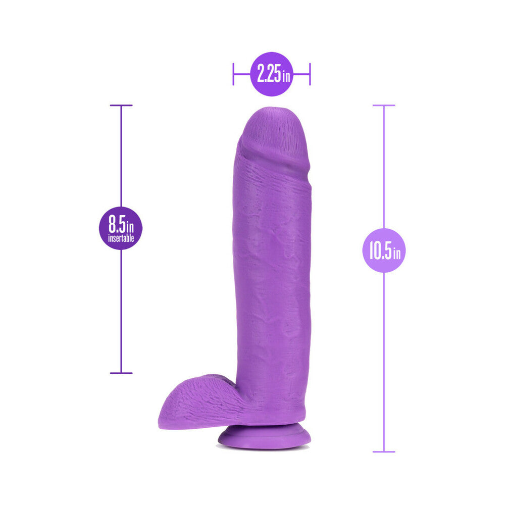 NEO 10 IN. DUAL DENSITY DILDO WITH BALLS NEON PURPLE
