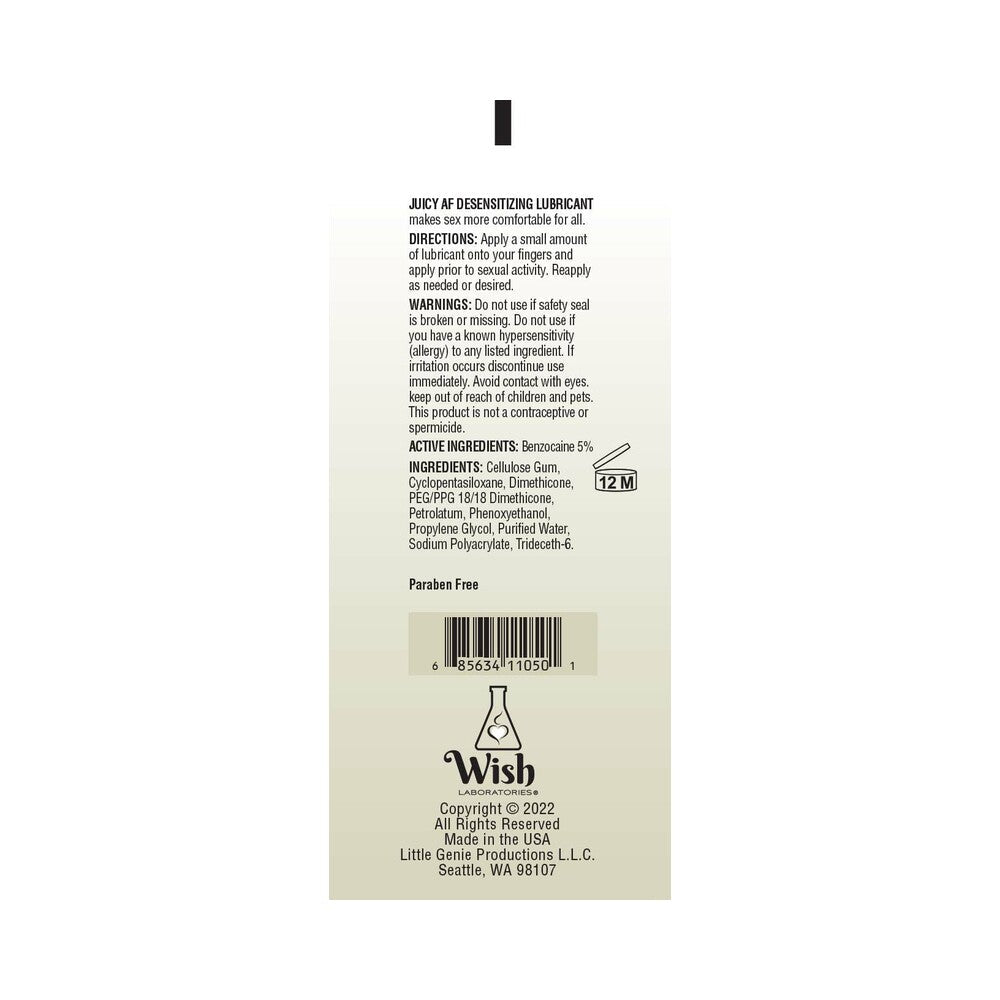 LITTLE GENIE - JUICY AF DESENSITIZING GEL LUBRICANT 4 OZ.