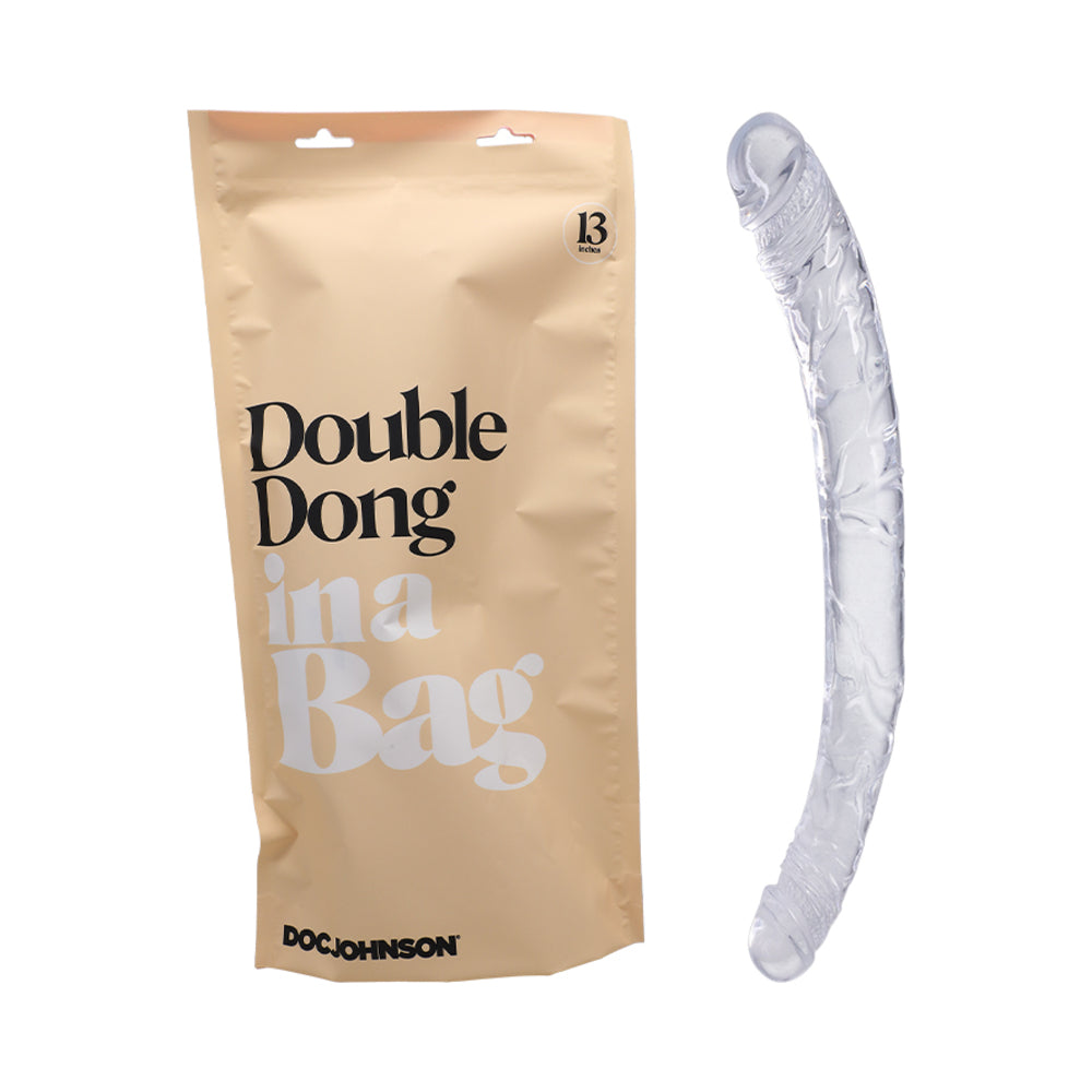 DOC JOHNSON DOUBLE DONG IN A BAG 13 IN. DUAL ENDED DILDO CLEAR