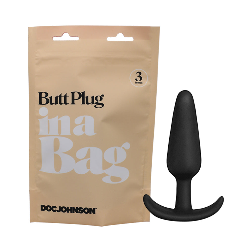 DOC JOHNSON - BUTT PLUG IN A BAG 3 IN. SILICONE BLACK