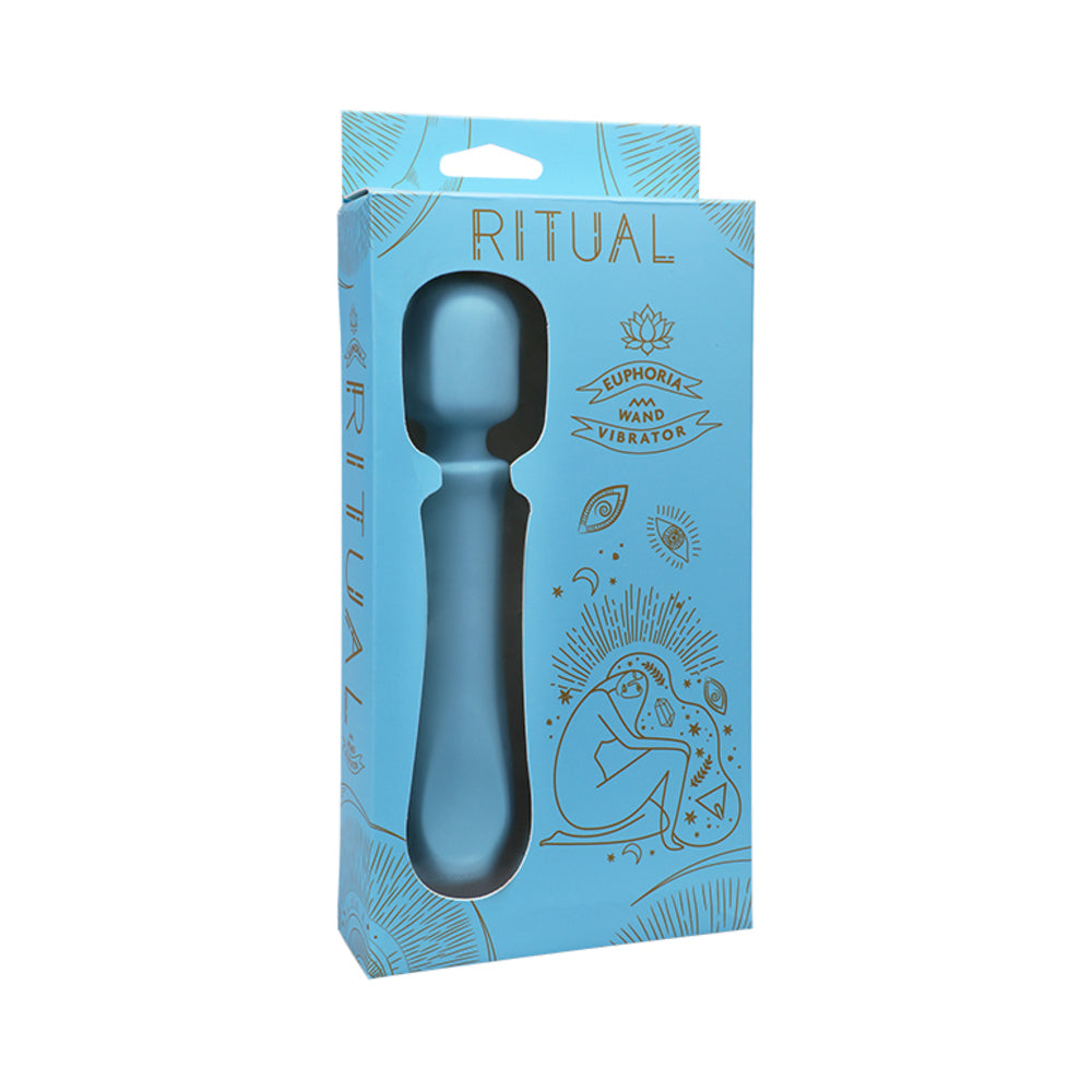 DOC JOHNSON - RITUAL EUPHORIA RECHARGEABLE SILICONE WAND VIBRATOR BLUE