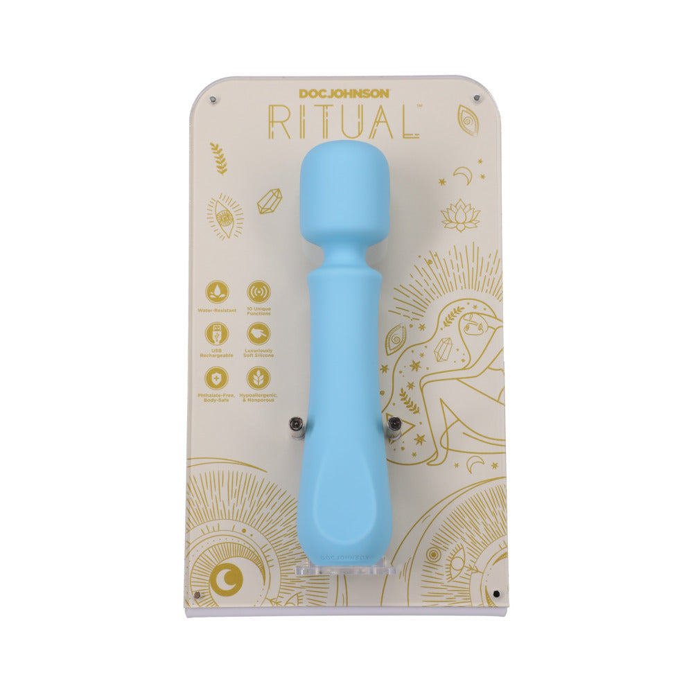 DOC JOHNSON - RITUAL EUPHORIA VIBRADOR DE SILICONA RECARGABLE TIPO VARITA AZUL