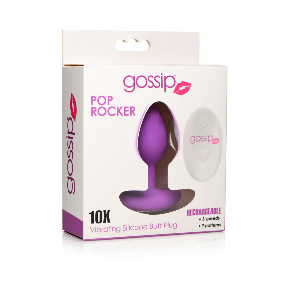 CURVE TOYS GOSSIP POP ROCKER RECHARGEABLE REMOTE-CONTROLLED SILICONE VIBRATING ANAL PLUG VIOLET