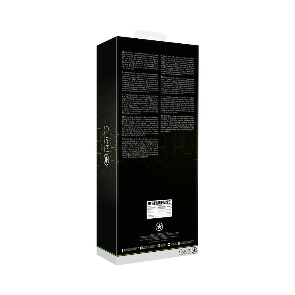 OUCH! GLOW IN THE DARK BONDED LEATHER FULL-BODY HARNESS NEON GREEN L/XL