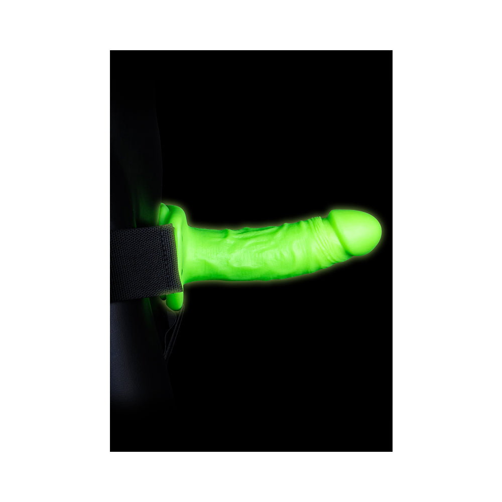 OUCH! GLOW IN THE DARK REALISTIC 6 IN. HOLLOW STRAP-ON NEON GREEN