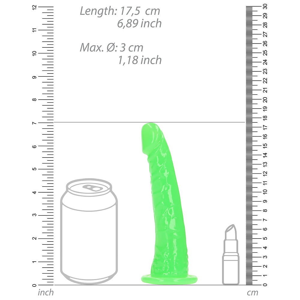 SHOTS - REALROCK GLOW IN THE DARK SLIM 6 IN. DILDO NEON GREEN