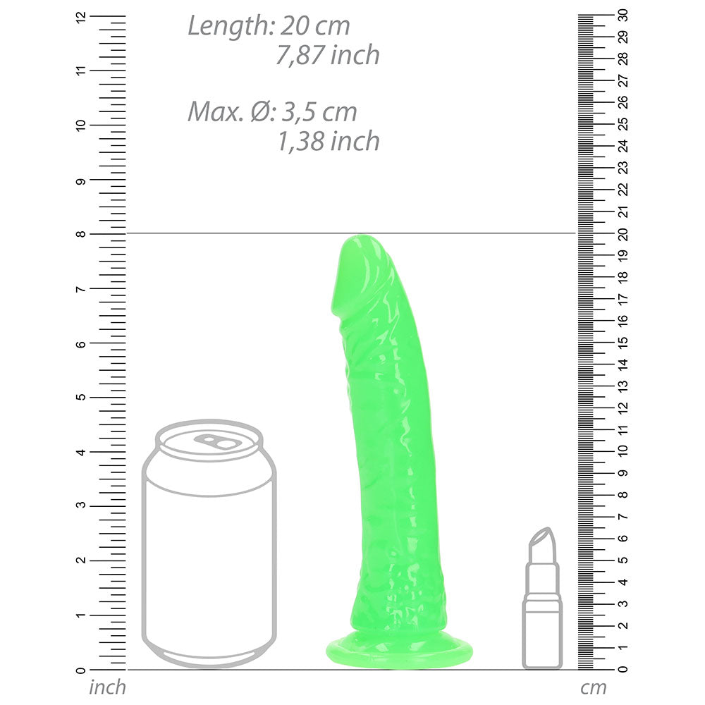 SHOTS - REALROCK GLOW IN THE DARK SLIM 7 IN. DILDO NEON GREEN