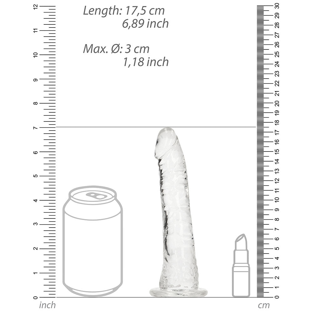 SHOTS - REALROCK CRYSTAL CLEAR SLIM 6 IN. DILDO CLEAR