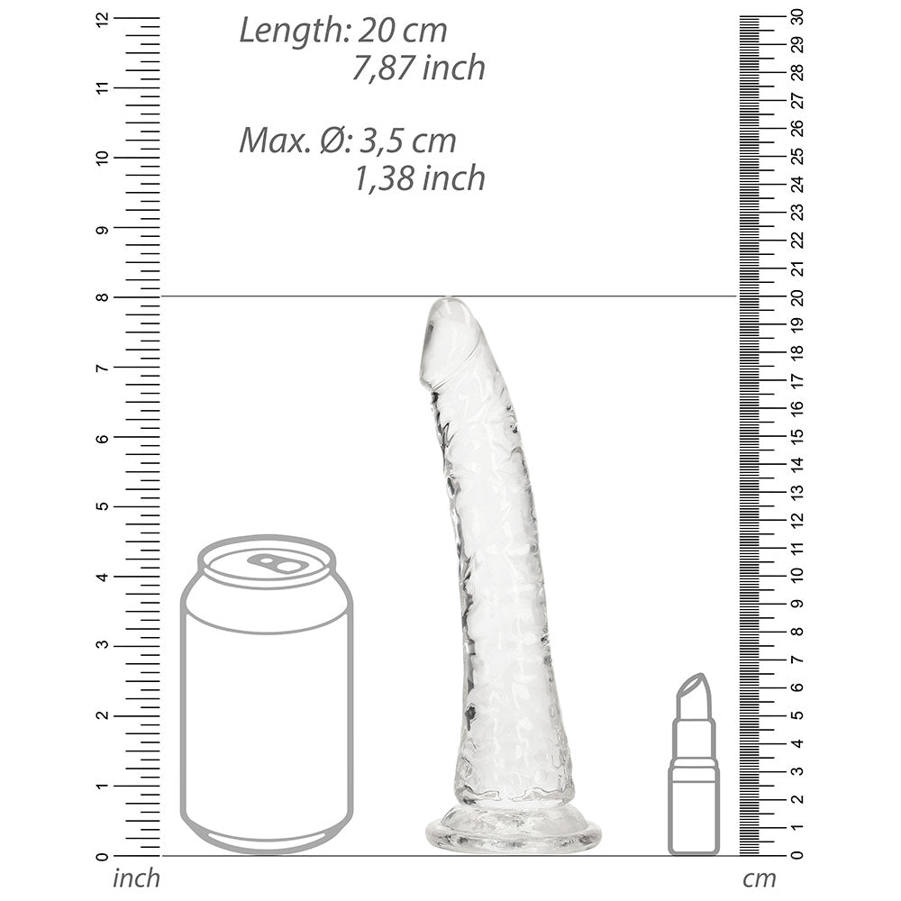 SHOTS - REALROCK CRYSTAL CLEAR SLIM 7 IN. DILDO CLEAR