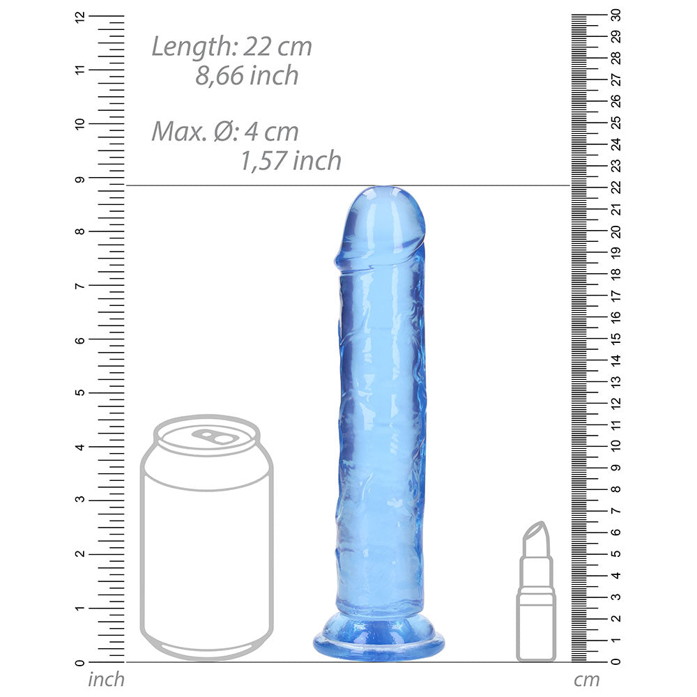 SHOTS - REALROCK CRYSTAL STRAIGHT 8 IN. DILDO WITHOUT BALLS