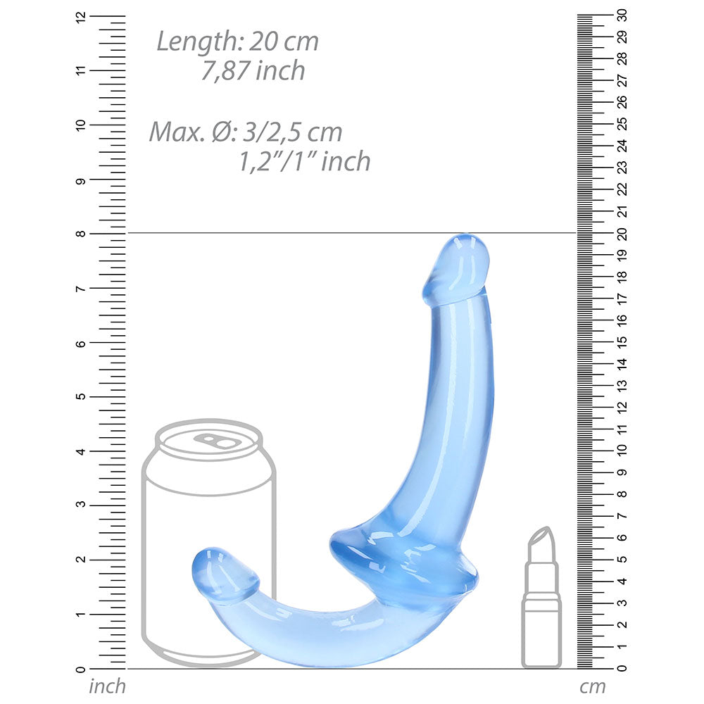 REALROCK CRYSTAL CLEAR 6 IN. STRAPLESS STRAP-ON DILDO BLUE
