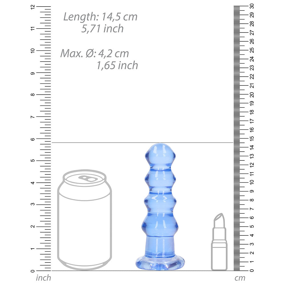 REALROCK CRYSTAL CLEAR CURVY 5.5 IN. DILDO/PLUG BLUE