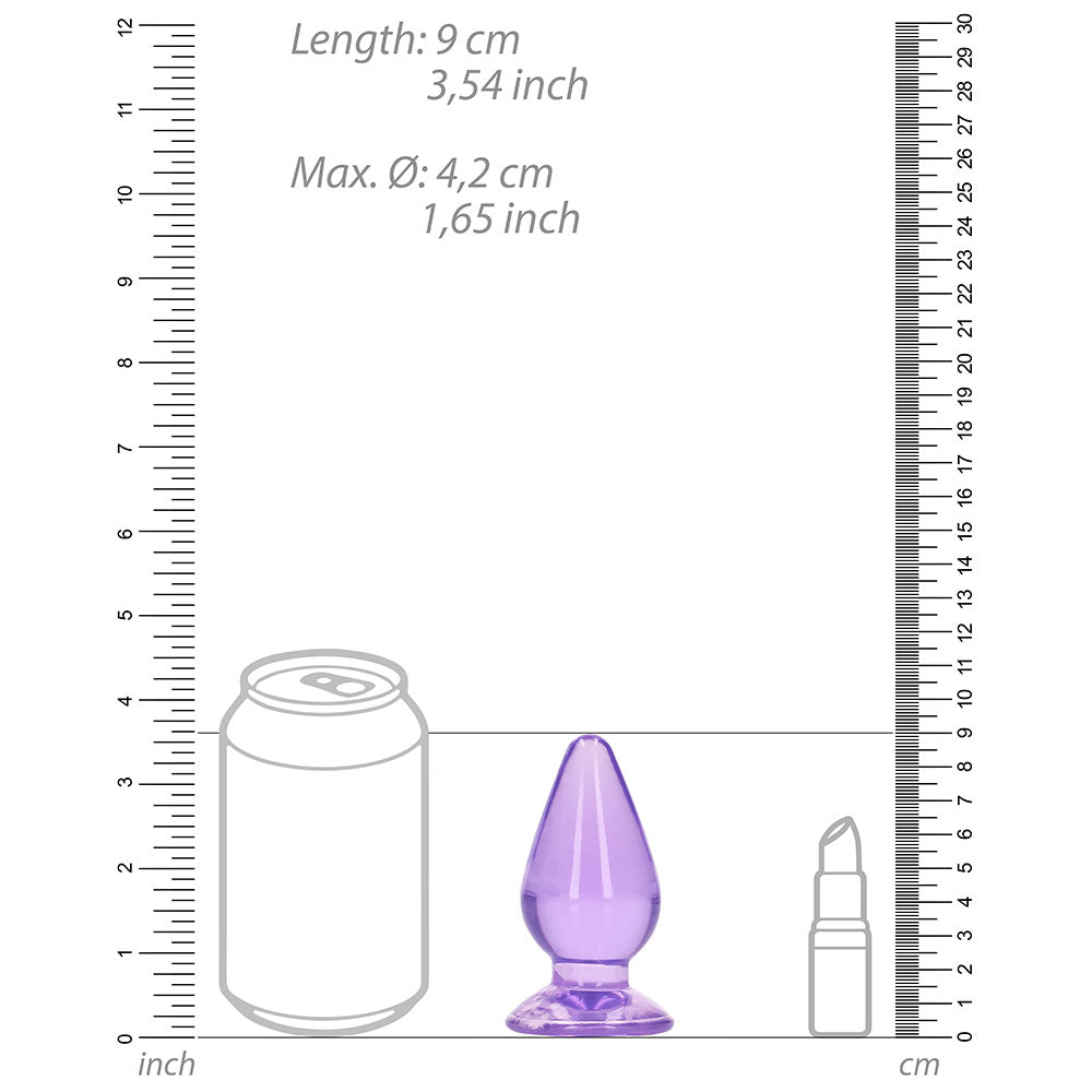 SHOTS - REALROCK CRYSTAL CLEAR 3.5 IN. ANAL PLUG PURPLE