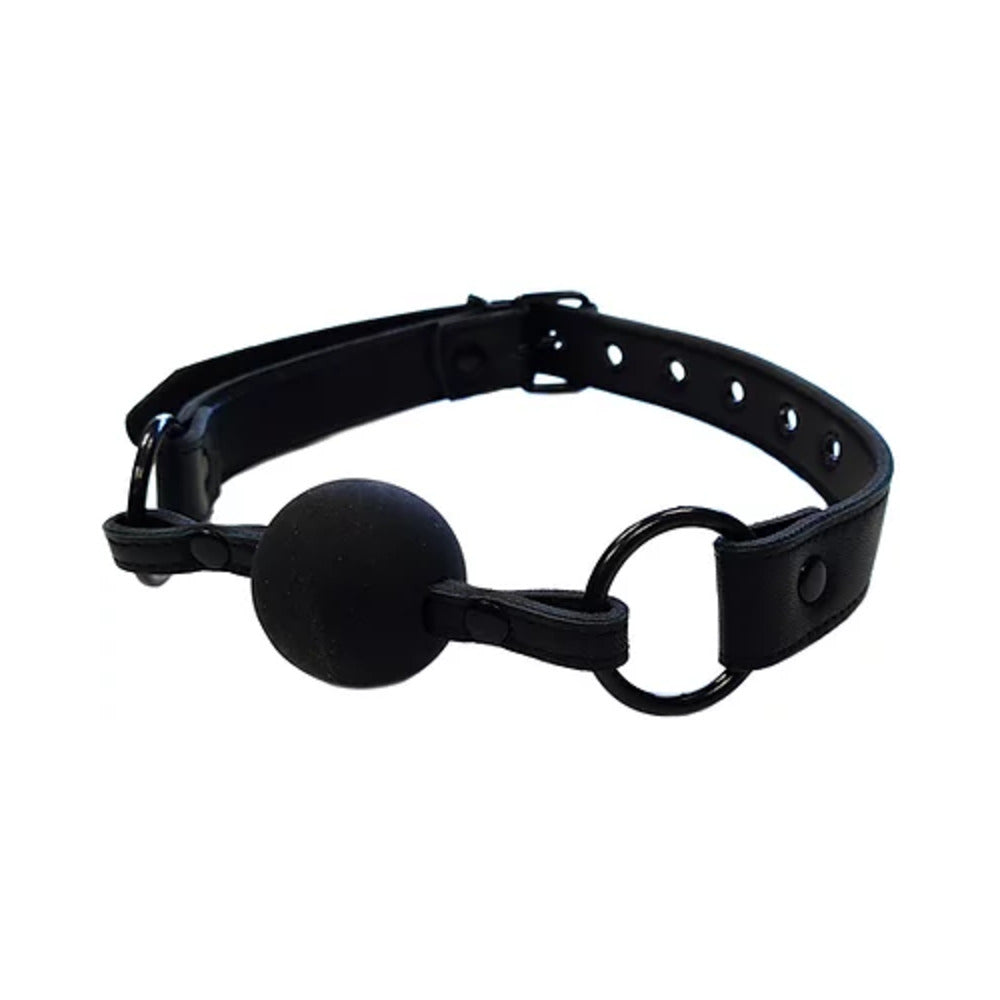ROUGE GARMENTS - ROUGE LEATHER BALL GAG BLACK WITH BLACK ACCESSORIES