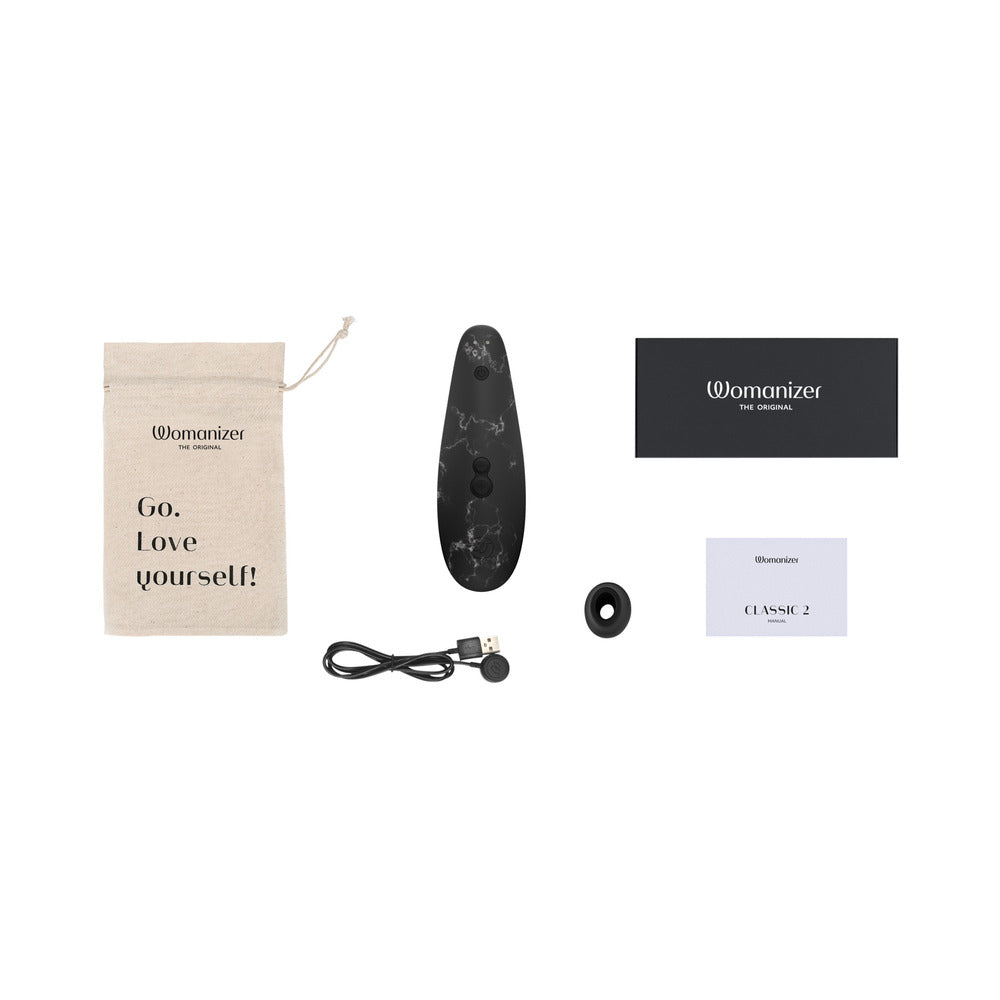 WOMANIZER X MARILYN MONROE CLASSIC 2 SPECIAL EDITION PLEASURE AIR CLITORAL STIMULATOR BLACK MARBLE