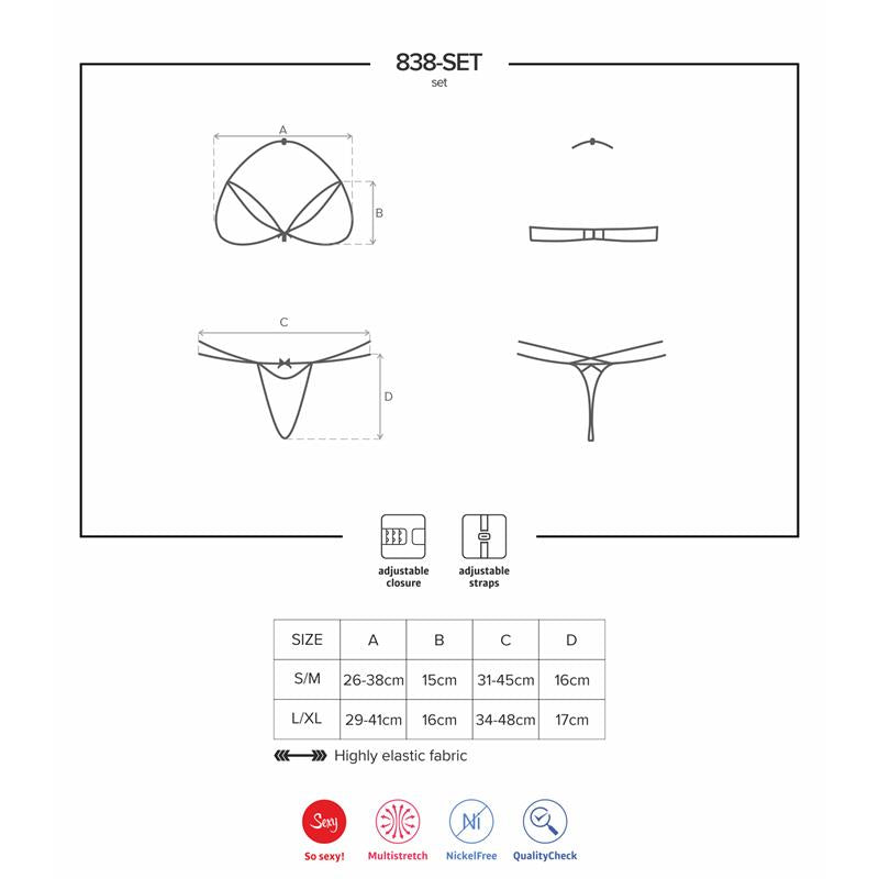 OBSESSIVE - 838-SET-1 2 PIECES SET WITH LACE