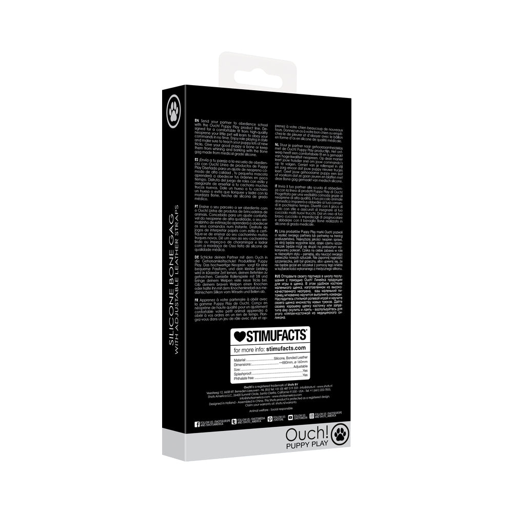 OUCH! PUPPY PLAY SILICONE BONE GAG WHITE