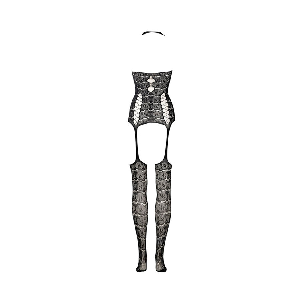 SHOTS - BODY COMPLETO DE ENCAJE CON LIGUERO LE DESIR NEGRO TALLA ÚNICA
