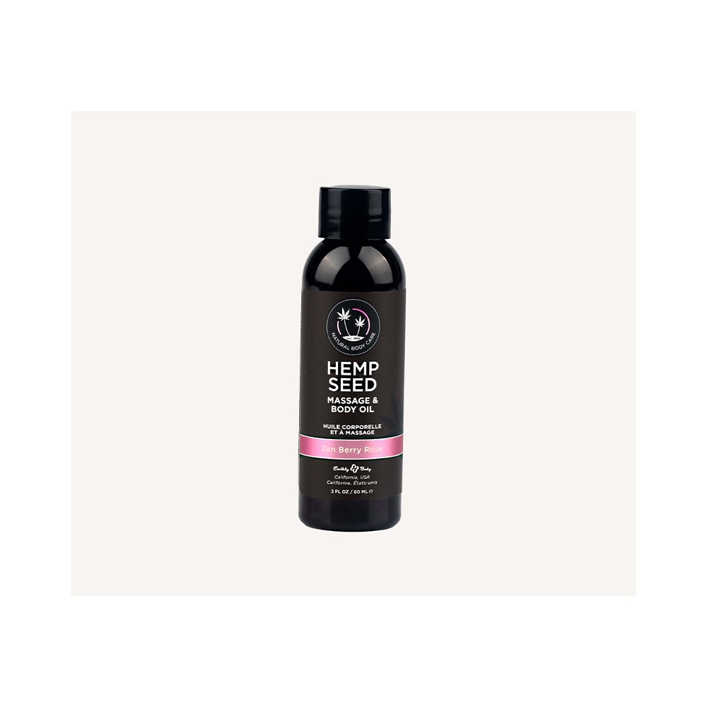 EARTHLY BODY HEMP SEED MASSAGE & BODY OIL ZEN BERRY ROSE 2 OZ.